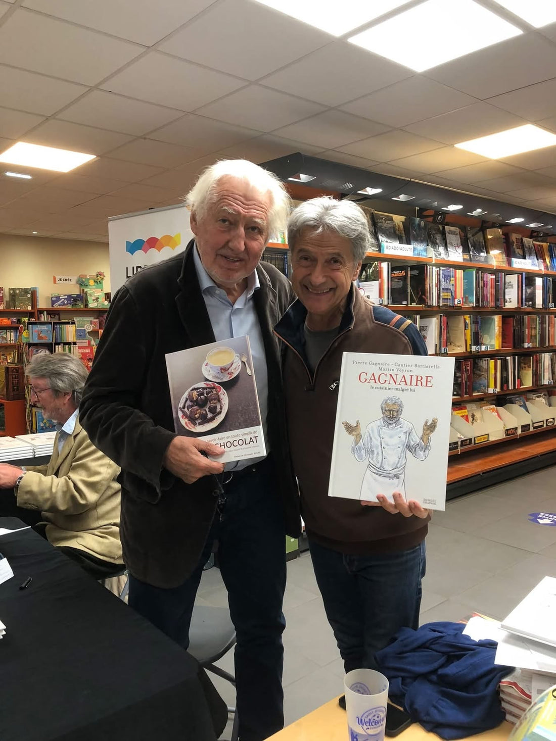 Jean-Pierre Di Silvestre et Pierre Gagnaire présentent leurs livres à la Librairie de Paris, à Saint-Étienne.